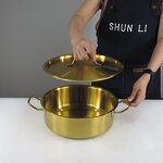 Cooking Pot Manufacturer - Commercial Big Luxury Golden 201 Stainless Steel Hot Pot Large Capacity with Steel Lid