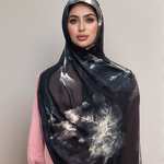 Square Scarf Manufacturer - New Hangzhou Pearl Chiffon Summer Rose Flower Print Muslim Headscarf Hui Ethnic Turban