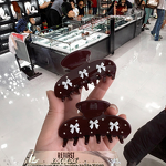 Hair Claw Clips Manufacturer - White Bow Elegant Cellulose Acetate Dark Red for Girls Women