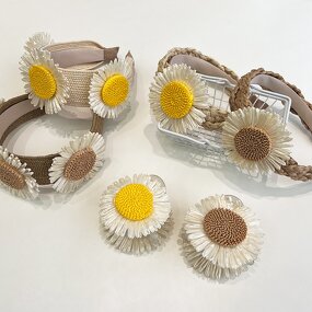 Sunflower Headband Manufacturer - Pastoral Style Flower Handmade Braided Solid Color Wide Hair Ribbons