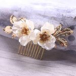 Hair Comb Manufacturer - 2025 Cross Border New Alloy Gold Flower Heart Wedding Dress Clip for Women
