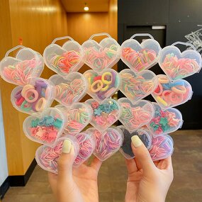 Hair Ties Manufacturer - Love Box Cartoon Small Flower Macaron High Stretch Disposable Rubber Band for Children
