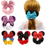 Hair Ties Manufacturer - Wholesale Velvet Sparkle Sequin Bow Tie Clip Scrunchies Party Elastic Rubber Bands