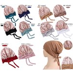 Muslim Hat Manufacturer - Hot Selling New Modal Satin Lining Elastic Tie Bottom Tie Rope Cover Head Solid Color Scarf Adjustable