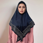 Muslim Scarf Manufacturer - Cross-border Wholesale Polyester Knitted Stretch Hot-fix Rhinestone Triangle Long Hui Ethnic