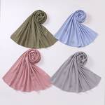 Pearl Chiffon Scarf Manufacturer - Cross-Border Live New Long Boutique Hot Drilled Hui Middle East African Headscarf Hijab Muslim All Seasons