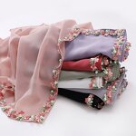 Scarf Manufacturer - New Chiffon Small Flower Lace Beaded Malaysia Headband Shawl Women's Square Hijab
