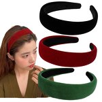 Hair Hoop Manufacturer - Korean Black Red Velvet Padded Anti-slip Graceful Retro Style