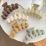 Hair Claw Clips Manufacturer - Women Bigsize Large Wave Zig Zag Clamp Set Ivory Pastel Matte for Thick Hair