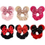 Hair Ties Manufacturer - Wholesale Velvet Sparkle Sequin Bow Tie Clip Scrunchies Party Elastic Rubber Bands