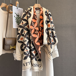 Long Scarf Manufacturer - Autumn New Letter Printed Plants Flowers Imitation Cashmere Women's Multi-Functional All-Match Thickened Warm