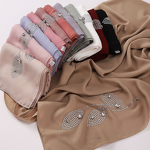 Silk Scarf Manufacturer - Live Cross-Border Long Card-Breaking Imitation Silk Hot Drilled Adhesive Hui Malay Dubai Headscarf