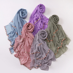 Chiffon Scarf Manufacturer - Cross-border New Polyester Hot-fix Rhinestone Floral Pastoral Style Lace Hui Ethnic Shawl Middle East Africa