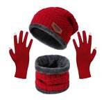 Hat Scarf Glove Set Manufacturer - Winter Warm Plush Thick Solid Color Three Piece