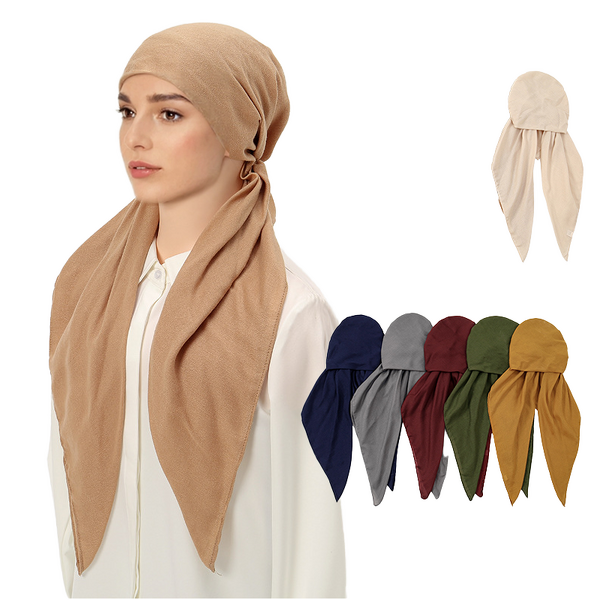Muslim Headscarf Manufacturer - Sharut Wholesale Hot Selling Ladies Elastic Cotton Linen Hijab Cap Instant Scarf