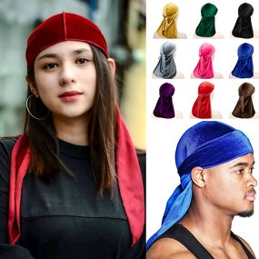 Duraq Manufacturer - Custom Logo Elastic Long Tail Satin Silky Multifunction 360 Wave Bandanas Turbans
