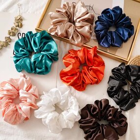 Hair Scrunchies Manufacturer - Satin Silk Solid Color Elastic Hair Bands Ponytail Holder for Women Girls