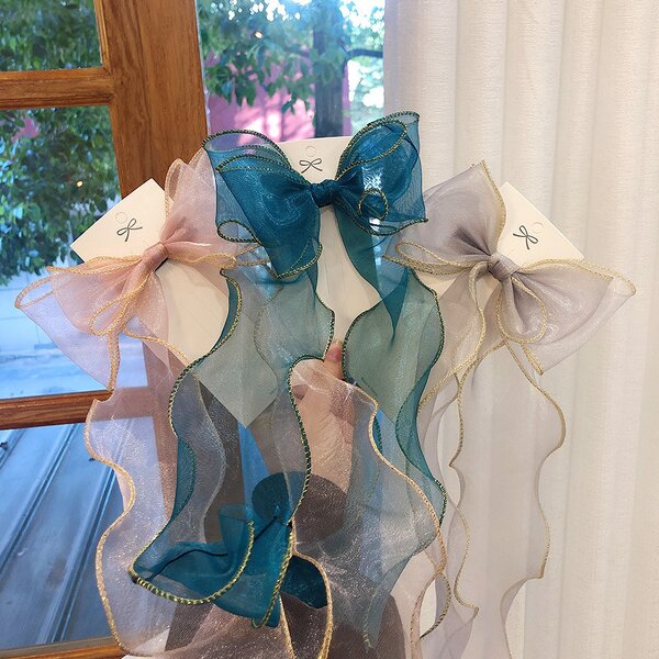 Bow Hair Band Manufacturer - Wholesale Bridal Women Fashion Handmade Organza Fabric Big Size