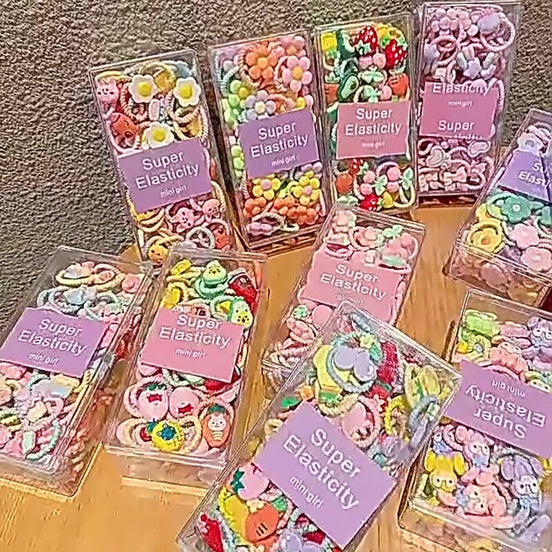 Hair Ties Manufacturer - Korean Candy Color Baby Small Size Elastic Cute Cartoon Rubber Hair Band for Baby Girls