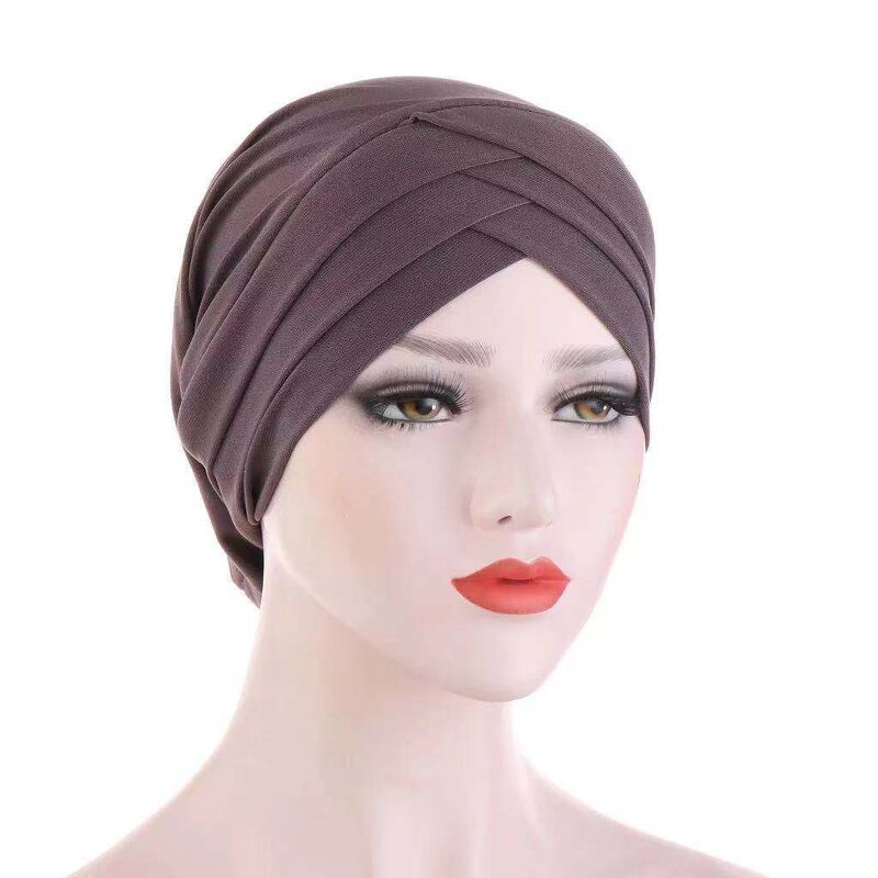 Hijab Hair Scarf Manufacturer - Factory Wholesale Elastic Muslim Women's Cross Headscarf Crystal Ramie Cotton Base Hat