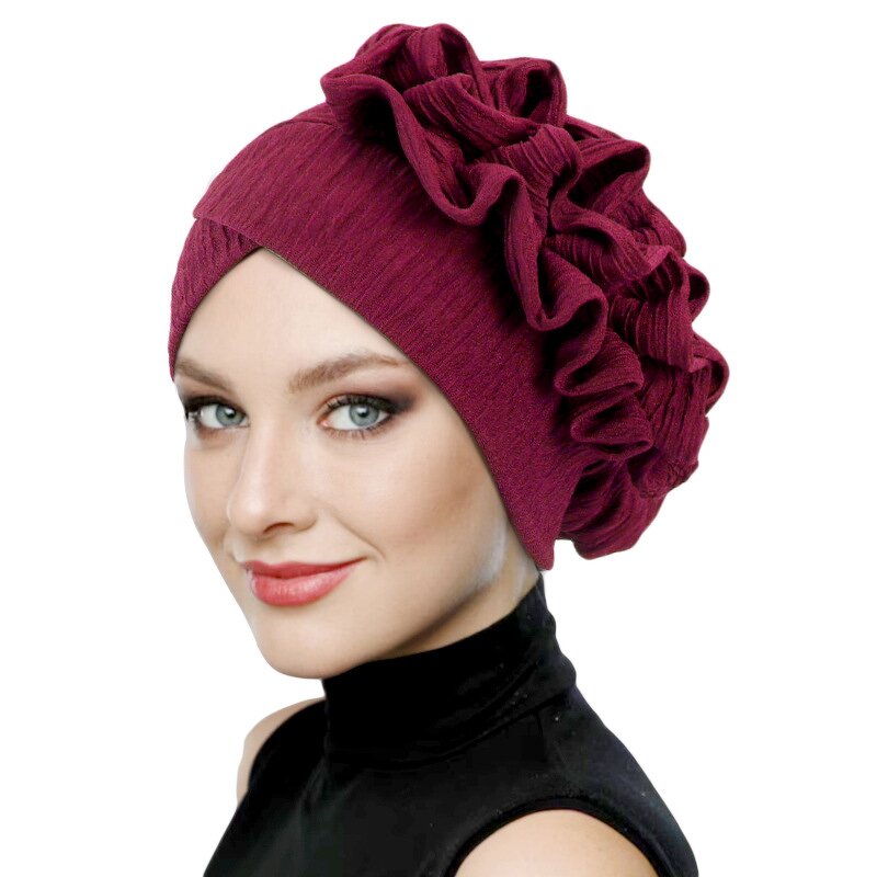 Muslim Head Wrap Scarf Manufacturer - Sunscreen Polyester Turban Big Flower Chemo Cap Stretchy for Outdoor Adult