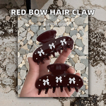 Hair Claw Clips Manufacturer - White Bow Elegant Cellulose Acetate Dark Red for Girls Women