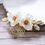 Hair Comb Manufacturer - 2025 Cross Border New Alloy Gold Flower Heart Wedding Dress Clip for Women
