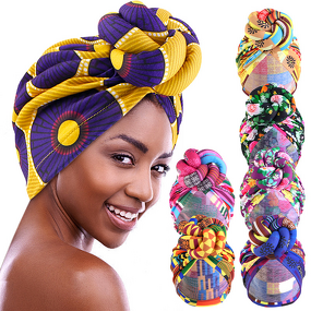 Headscarf Hat Manufacturer - African Print Braided Ball Ethnic Summer Polyester Canvas JDT-41A-1