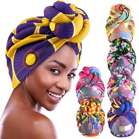 Turban Headwrap Manufacturer - African Style Ethnic Bandanas Top Knotted Headscarf for Women