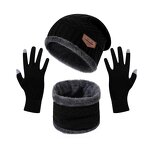 Hat Scarf Glove Set Manufacturer - Winter Warm Plush Thick Solid Color Three Piece