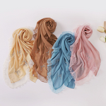 Square Scarf Manufacturer - Cross-Border Live Streaming Dropshipping Bowknot Rhinestone Beaded Organza Lace Pearl Chiffon Hui Ethnic Veil