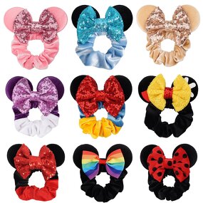 Hair Ties Manufacturer - Wholesale Velvet Sparkle Sequin Bow Tie Clip Scrunchies Party Elastic Rubber Bands