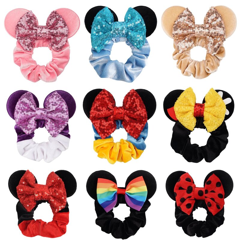 Hair Ties Manufacturer - Wholesale Velvet Sparkle Sequin Bow Tie Clip Scrunchies Party Elastic Rubber Bands