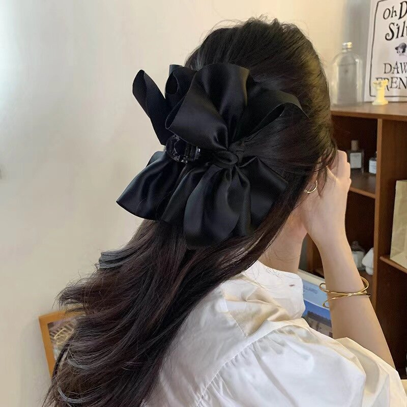 Hair Claw Clip Manufacturer - New French Retro Hepburn Style Back Satin Bow for Women