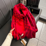 Plaid Scarf Manufacturer - Women Winter Versatile Warm Thickened Polyester Long Shawl Trendy Light Luxury High-end Feel Muslim Neck Warmer
