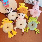 Elastic Hair Ties Manufacturer - Cute Cartoon Cat Frog Rabbit Stuffed Animal Scrunchie Plush Hair Bands for Kids