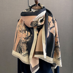 Long Scarf Manufacturer - New Autumn Winter Color Block Floral Magnolia Fashion Acrylic Women Korean Version Versatile Elegant Neck