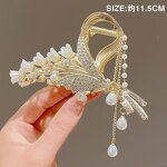 Hair Clip Manufacturer - Wholesale Large Fashionable Fairy Girl Flower Rhinestone Pearl Tassel Zinc Alloy Metal