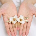 Hair Comb Manufacturer - 2025 Cross Border New Alloy Gold Flower Heart Wedding Dress Clip for Women