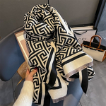 Long Scarf Manufacturer - Korean Winter New Cat Face Print Imitation Cashmere for Women Muslim Version Printed Elegant Warm