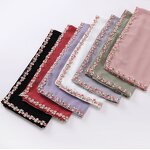Scarf Manufacturer - New Chiffon Small Flower Lace Beaded Malaysia Headband Shawl Women's Square Hijab