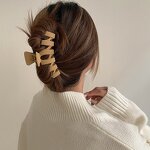 Hair Claw Clips Manufacturer - Women Bigsize Large Wave Zig Zag Clamp Set Ivory Pastel Matte for Thick Hair