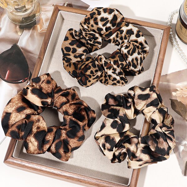 Hair Scrunchies Manufacturer - Wholesale Large Leopard Print Fabric Elastic Hair Bands Ponytail Holders for Women & Girls