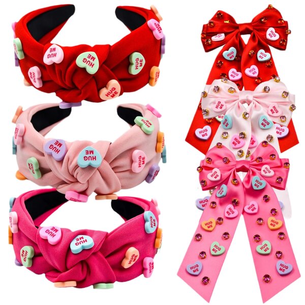 Hair Clip Set Manufacturer - Valentine's Day Fashion Letter Bow for Women Headband Hairpin as Gift