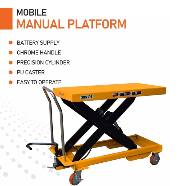 Hydraulic Scissor Platform Manufacturer - 1000 KG Capacity Manual Lift Tables for Retail & Hotel Industries