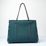 Checkered Neoprene Tote Bag Manufacturer - Design Punched Holes Hand With Top Zipper