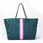 Checkered Neoprene Tote Bag Manufacturer - Design Punched Holes Hand With Top Zipper