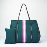 Checkered Neoprene Tote Bag Manufacturer - Design Punched Holes Hand With Top Zipper