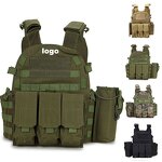 Custom Tactical Security Vest Manufacturer - Black With Molle System Equipment Plate Carrier