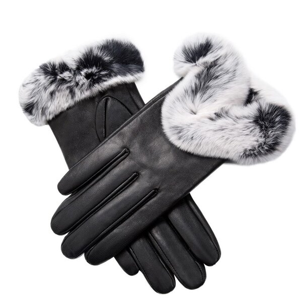 Leather Gloves Manufacturer - Women Fashion Rabbit Fur Cuff Breathable Winter